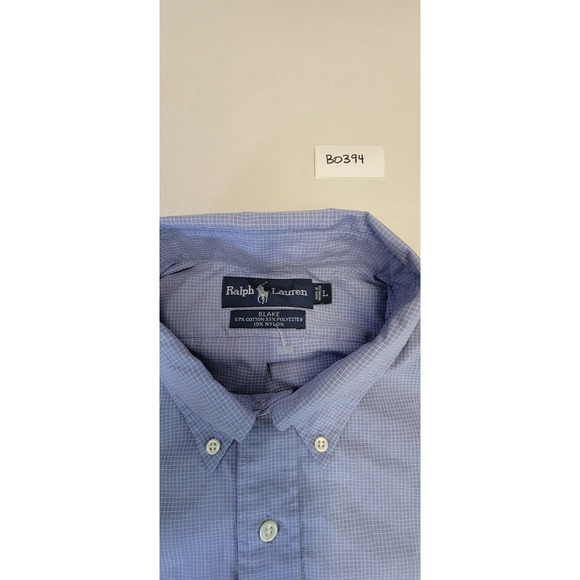 Ralph Lauren Men's Blake Blue Gingham Button Down Dress Shirt Long Sleeve L - Picture 3 of 4